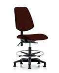 Vinyl Chair - Medium Bench Height with Medium Back, Seat Tilt, Chrome Foot Ring, & Stationary Glides in Burgundy Trailblazer Vinyl VMBCH-MB-RG-T1-A0-CF-RG-8569