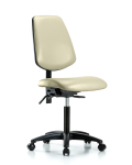 Vinyl Chair - Medium Bench Height with Medium Back, Seat Tilt, & Casters in Adobe White Trailblazer Vinyl VMBCH-MB-RG-T1-A0-NF-RC-8501