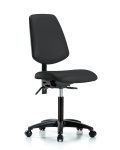 Vinyl Chair - Medium Bench Height with Medium Back, Seat Tilt, & Casters in Black Trailblazer Vinyl VMBCH-MB-RG-T1-A0-NF-RC-8540