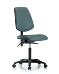 Vinyl Chair - Medium Bench Height with Medium Back, Seat Tilt, & Casters in Colonial Blue Trailblazer Vinyl VMBCH-MB-RG-T1-A0-NF-RC-8546
