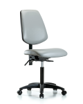Vinyl Chair - Medium Bench Height with Medium Back, Seat Tilt, & Casters in Dove Trailblazer Vinyl VMBCH-MB-RG-T1-A0-NF-RC-8567