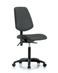 Vinyl Chair - Medium Bench Height with Medium Back, Seat Tilt, & Casters in Charcoal Trailblazer Vinyl VMBCH-MB-RG-T1-A0-NF-RC-8605