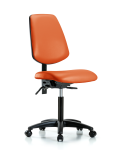 Vinyl Chair - Medium Bench Height with Medium Back, Seat Tilt, & Casters in Orange Kist Trailblazer Vinyl VMBCH-MB-RG-T1-A0-NF-RC-8613