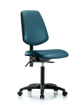 Vinyl Chair - Medium Bench Height with Medium Back, Seat Tilt, & Casters in Marine Blue Supernova Vinyl VMBCH-MB-RG-T1-A0-NF-RC-8801