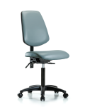 Vinyl Chair - Medium Bench Height with Medium Back, Seat Tilt, & Casters in Storm Supernova Vinyl VMBCH-MB-RG-T1-A0-NF-RC-8822