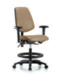 Vinyl Chair - Medium Bench Height with Medium Back, Seat Tilt, Adjustable Arms, Black Foot Ring, & Casters in Taupe Trailblazer Vinyl VMBCH-MB-RG-T1-A1-BF-RC-8584