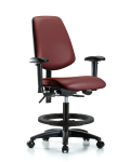 Vinyl Chair - Medium Bench Height with Medium Back, Seat Tilt, Adjustable Arms, Black Foot Ring, & Casters in Borscht Supernova Vinyl VMBCH-MB-RG-T1-A1-BF-RC-8815