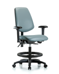 Vinyl Chair - Medium Bench Height with Medium Back, Seat Tilt, Adjustable Arms, Black Foot Ring, & Casters in Storm Supernova Vinyl VMBCH-MB-RG-T1-A1-BF-RC-8822