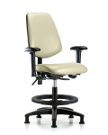 Vinyl Chair - Medium Bench Height with Medium Back, Seat Tilt, Adjustable Arms, Black Foot Ring, & Stationary Glides in Adobe White Trailblazer Vinyl VMBCH-MB-RG-T1-A1-BF-RG-8501