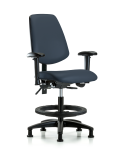 Vinyl Chair - Medium Bench Height with Medium Back, Seat Tilt, Adjustable Arms, Black Foot Ring, & Stationary Glides in Imperial Blue Trailblazer Vinyl VMBCH-MB-RG-T1-A1-BF-RG-8582