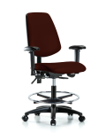 Vinyl Chair - Medium Bench Height with Medium Back, Seat Tilt, Adjustable Arms, Chrome Foot Ring, & Casters in Burgundy Trailblazer Vinyl VMBCH-MB-RG-T1-A1-CF-RC-8569