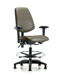 Vinyl Chair - Medium Bench Height with Medium Back, Seat Tilt, Adjustable Arms, Chrome Foot Ring, & Stationary Glides in Taupe Supernova Vinyl VMBCH-MB-RG-T1-A1-CF-RG-8809