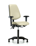 Vinyl Chair - Medium Bench Height with Medium Back, Seat Tilt, Adjustable Arms, & Stationary Glides in Adobe White Trailblazer Vinyl VMBCH-MB-RG-T1-A1-NF-RG-8501