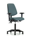 Vinyl Chair - Medium Bench Height with Medium Back, Seat Tilt, Adjustable Arms, & Stationary Glides in Colonial Blue Trailblazer Vinyl VMBCH-MB-RG-T1-A1-NF-RG-8546