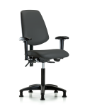 Vinyl Chair - Medium Bench Height with Medium Back, Seat Tilt, Adjustable Arms, & Stationary Glides in Charcoal Trailblazer Vinyl VMBCH-MB-RG-T1-A1-NF-RG-8605