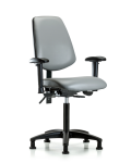 Vinyl Chair - Medium Bench Height with Medium Back, Seat Tilt, Adjustable Arms, & Stationary Glides in Sterling Supernova Vinyl VMBCH-MB-RG-T1-A1-NF-RG-8840