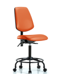 Vinyl Chair - Medium Bench Height with Round Tube Base, Medium Back, & Casters in Orange Kist Trailblazer Vinyl VMBCH-MB-RT-T0-A0-RC-8613