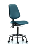 Vinyl Chair - Medium Bench Height with Round Tube Base, Medium Back, & Casters in Marine Blue Supernova Vinyl VMBCH-MB-RT-T0-A0-RC-8801