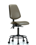 Vinyl Chair - Medium Bench Height with Round Tube Base, Medium Back, & Casters in Taupe Supernova Vinyl VMBCH-MB-RT-T0-A0-RC-8809