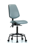Vinyl Chair - Medium Bench Height with Round Tube Base, Medium Back, & Casters in Storm Supernova Vinyl VMBCH-MB-RT-T0-A0-RC-8822
