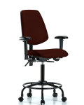 Vinyl Chair - Medium Bench Height with Round Tube Base, Medium Back, Adjustable Arms, & Casters in Burgundy Trailblazer Vinyl VMBCH-MB-RT-T0-A1-RC-8569