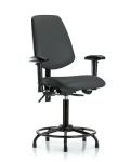 Vinyl Chair - Medium Bench Height with Round Tube Base, Medium Back, Adjustable Arms, & Stationary Glides in Charcoal Trailblazer Vinyl VMBCH-MB-RT-T0-A1-RG-8605