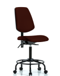Vinyl Chair - Medium Bench Height with Round Tube Base, Medium Back, Seat Tilt, & Casters in Burgundy Trailblazer Vinyl VMBCH-MB-RT-T1-A0-RC-8569
