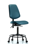 Vinyl Chair - Medium Bench Height with Round Tube Base, Medium Back, Seat Tilt, & Casters in Marine Blue Supernova Vinyl VMBCH-MB-RT-T1-A0-RC-8801
