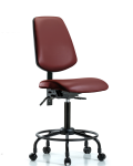 Vinyl Chair - Medium Bench Height with Round Tube Base, Medium Back, Seat Tilt, & Casters in Borscht Supernova Vinyl VMBCH-MB-RT-T1-A0-RC-8815