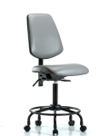 Vinyl Chair - Medium Bench Height with Round Tube Base, Medium Back, Seat Tilt, & Casters in Sterling Supernova Vinyl VMBCH-MB-RT-T1-A0-RC-8840