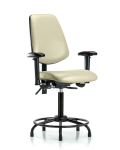 Vinyl Chair - Medium Bench Height with Round Tube Base, Medium Back, Seat Tilt, Adjustable Arms, & Stationary Glides in Adobe White Trailblazer Vinyl VMBCH-MB-RT-T1-A1-RG-8501