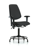 Vinyl Chair - Medium Bench Height with Round Tube Base, Medium Back, Seat Tilt, Adjustable Arms, & Stationary Glides in Black Trailblazer Vinyl VMBCH-MB-RT-T1-A1-RG-8540