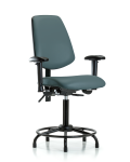 Vinyl Chair - Medium Bench Height with Round Tube Base, Medium Back, Seat Tilt, Adjustable Arms, & Stationary Glides in Colonial Blue Trailblazer Vinyl VMBCH-MB-RT-T1-A1-RG-8546