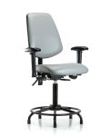 Vinyl Chair - Medium Bench Height with Round Tube Base, Medium Back, Seat Tilt, Adjustable Arms, & Stationary Glides in Dove Trailblazer Vinyl VMBCH-MB-RT-T1-A1-RG-8567