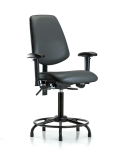 Vinyl Chair - Medium Bench Height with Round Tube Base, Medium Back, Seat Tilt, Adjustable Arms, & Stationary Glides in Carbon Supernova Vinyl VMBCH-MB-RT-T1-A1-RG-8823