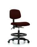 Vinyl Chair - Medium Bench Height with Black Foot Ring & Casters in Burgundy Trailblazer Vinyl VMBCH-RG-T0-A0-BF-RC-8569