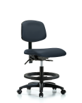 Vinyl Chair - Medium Bench Height with Black Foot Ring & Casters in Imperial Blue Trailblazer Vinyl VMBCH-RG-T0-A0-BF-RC-8582