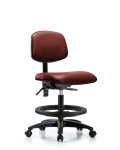 Vinyl Chair - Medium Bench Height with Black Foot Ring & Casters in Borscht Supernova Vinyl VMBCH-RG-T0-A0-BF-RC-8815