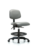 Vinyl Chair - Medium Bench Height with Black Foot Ring & Casters in Sterling Supernova Vinyl VMBCH-RG-T0-A0-BF-RC-8840