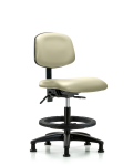 Vinyl Chair - Medium Bench Height with Black Foot Ring & Stationary Glides in Adobe White Trailblazer Vinyl VMBCH-RG-T0-A0-BF-RG-8501