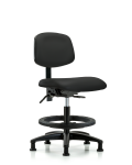 Vinyl Chair - Medium Bench Height with Black Foot Ring & Stationary Glides in Black Trailblazer Vinyl VMBCH-RG-T0-A0-BF-RG-8540