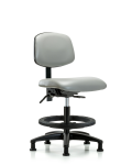Vinyl Chair - Medium Bench Height with Black Foot Ring & Stationary Glides in Dove Trailblazer Vinyl VMBCH-RG-T0-A0-BF-RG-8567