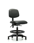 Vinyl Chair - Medium Bench Height with Black Foot Ring & Stationary Glides in Carbon Supernova Vinyl VMBCH-RG-T0-A0-BF-RG-8823