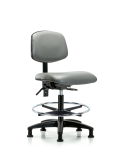 Vinyl Chair - Medium Bench Height with Chrome Foot Ring & Stationary Glides in Sterling Supernova Vinyl VMBCH-RG-T0-A0-CF-RG-8840