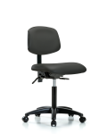 Vinyl Chair - Medium Bench Height with Casters in Charcoal Trailblazer Vinyl VMBCH-RG-T0-A0-NF-RC-8605