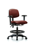 Vinyl Chair - Medium Bench Height with Adjustable Arms, Black Foot Ring, & Casters in Borscht Supernova Vinyl VMBCH-RG-T0-A1-BF-RC-8815