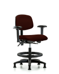 Vinyl Chair - Medium Bench Height with Adjustable Arms, Black Foot Ring, & Stationary Glides in Burgundy Trailblazer Vinyl VMBCH-RG-T0-A1-BF-RG-8569