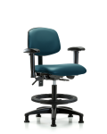 Vinyl Chair - Medium Bench Height with Adjustable Arms, Black Foot Ring, & Stationary Glides in Marine Blue Supernova Vinyl VMBCH-RG-T0-A1-BF-RG-8801