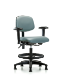 Vinyl Chair - Medium Bench Height with Adjustable Arms, Black Foot Ring, & Stationary Glides in Storm Supernova Vinyl VMBCH-RG-T0-A1-BF-RG-8822