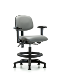Vinyl Chair - Medium Bench Height with Adjustable Arms, Black Foot Ring, & Stationary Glides in Sterling Supernova Vinyl VMBCH-RG-T0-A1-BF-RG-8840